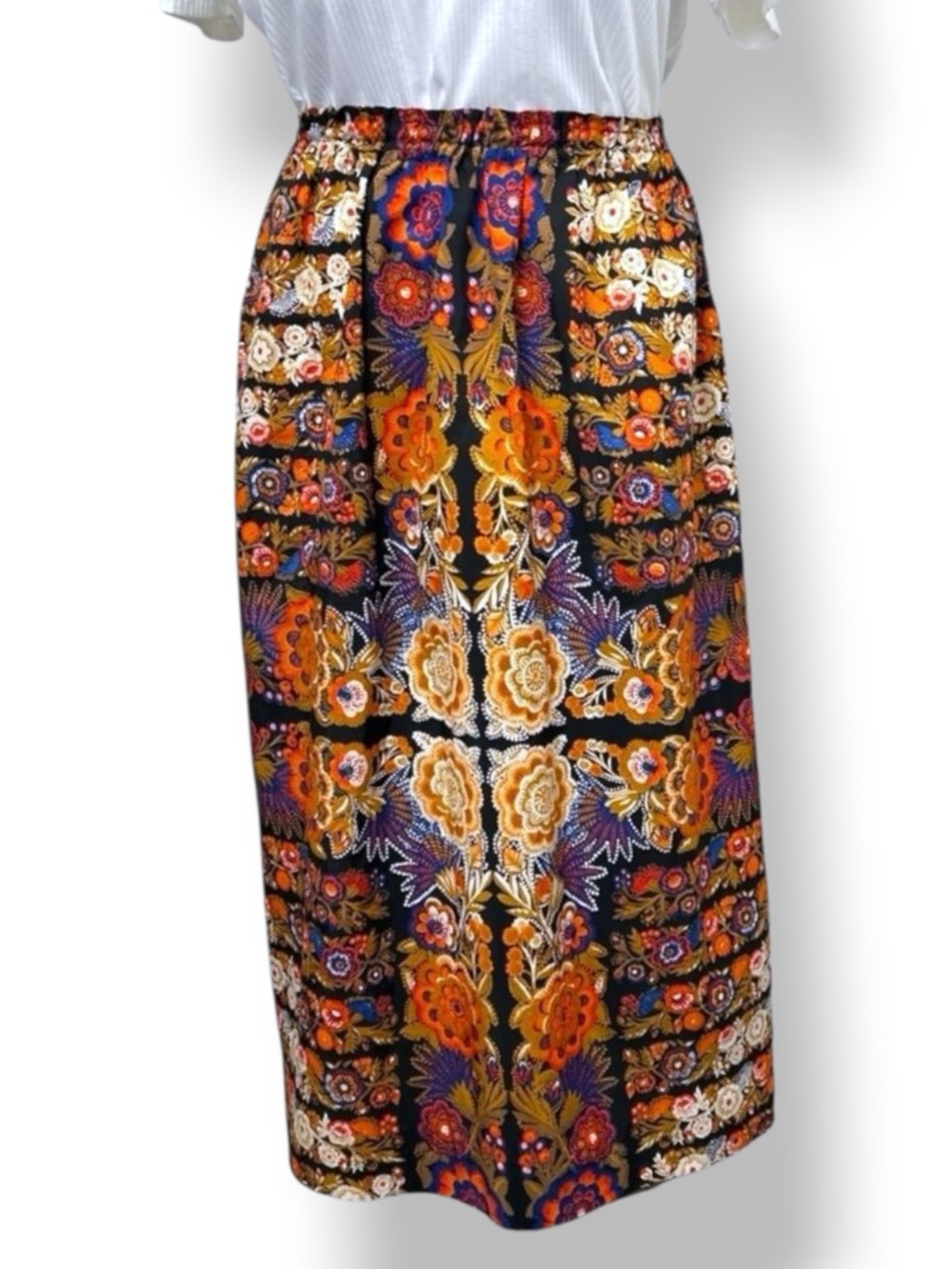 Handmade Women’s High Waisted Pull-on Floral Maxi Skirt VTG 90s Whimsigoth L